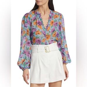 ▪️Veronica Beard Syden Floral Long Sleeve Silk Top